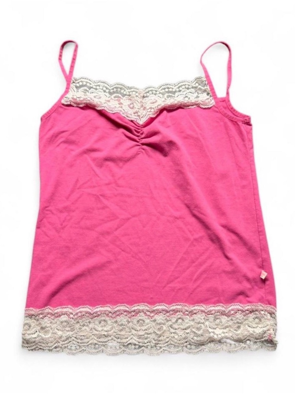 Women’s Y2K Pink Lace-Trim Cami Tank Top